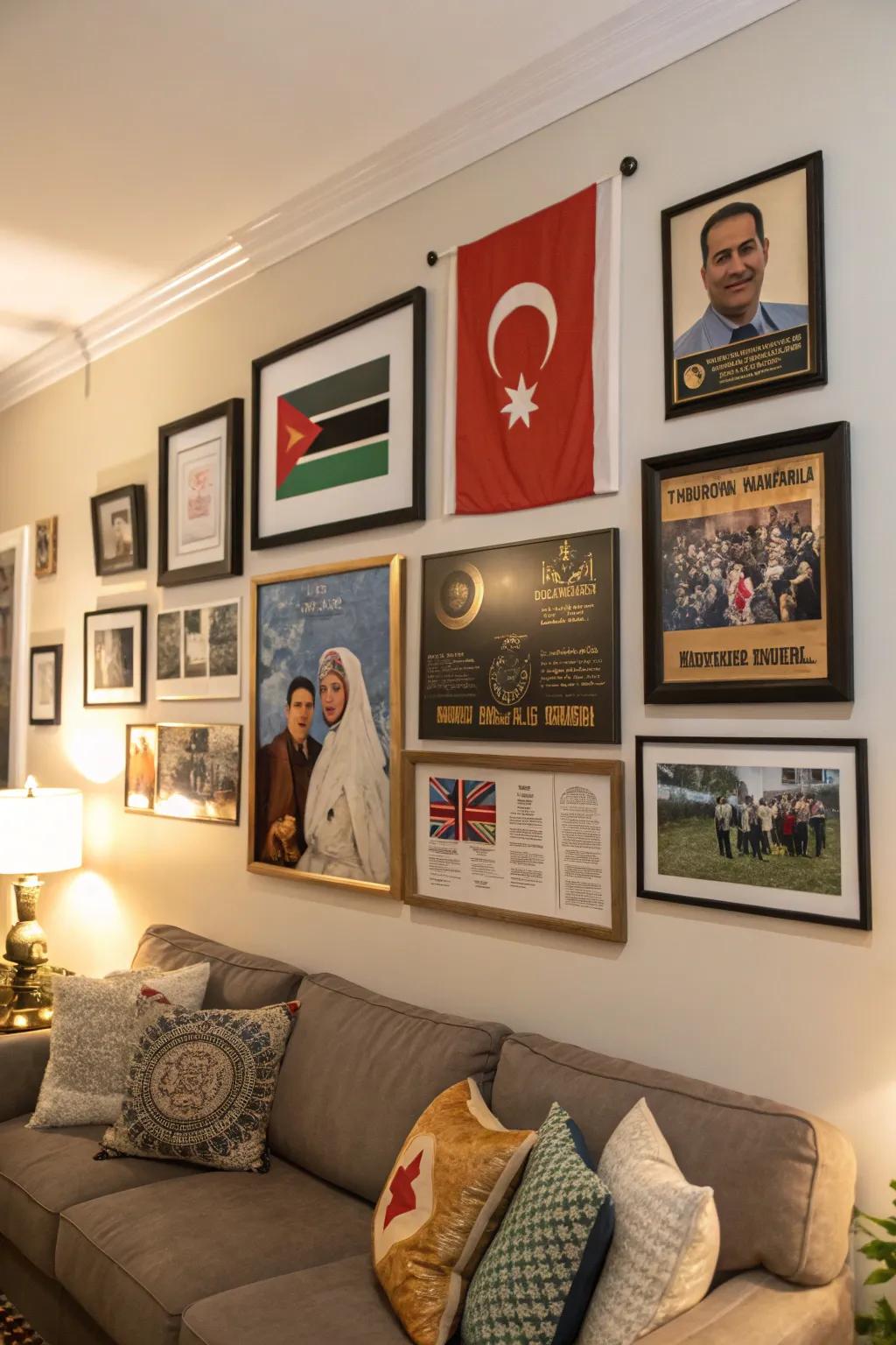 Posters of personal heritage make family spaces uniquely personal.