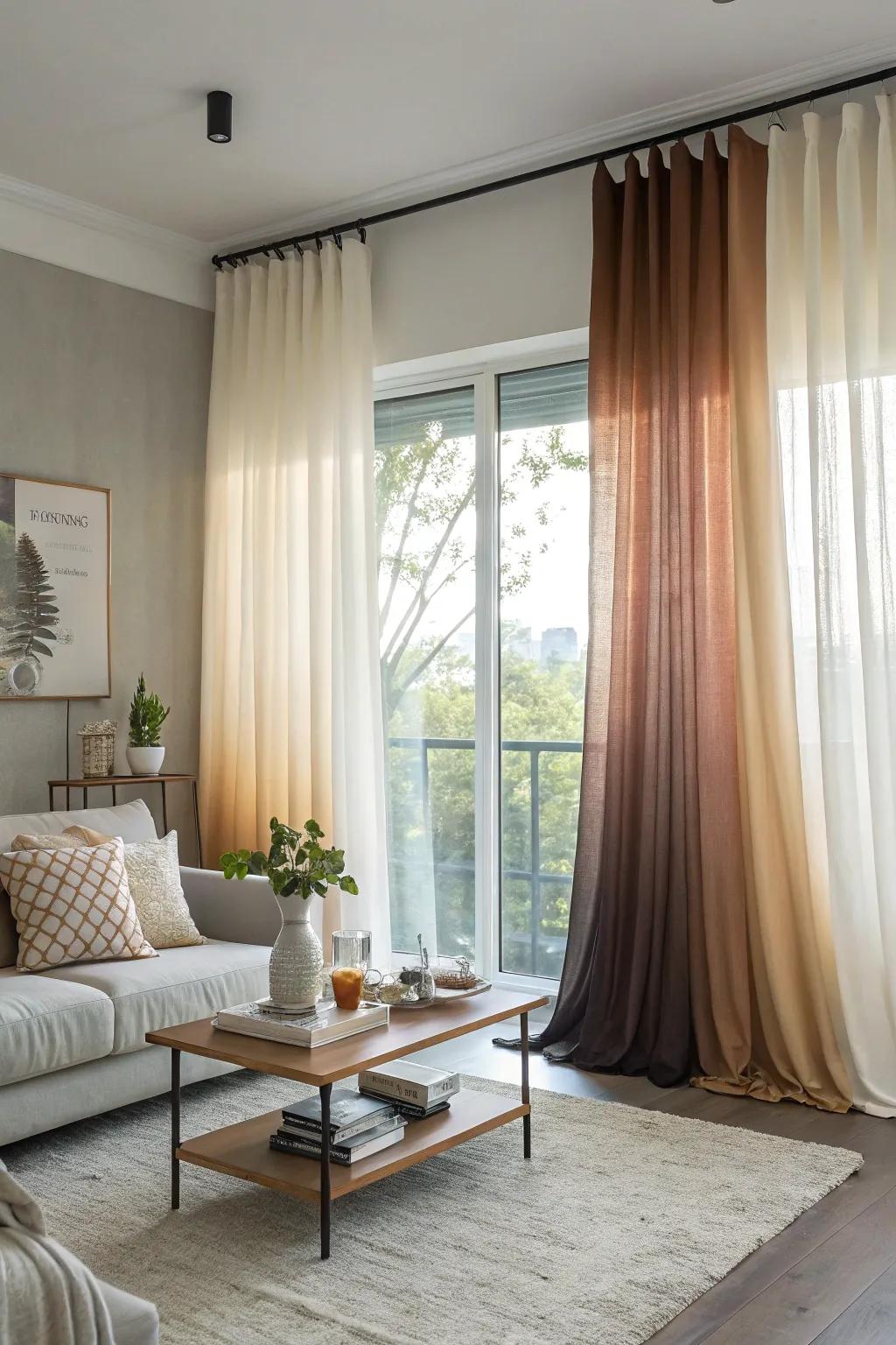 Gradient coverings offer a contemporary and sophisticated style.