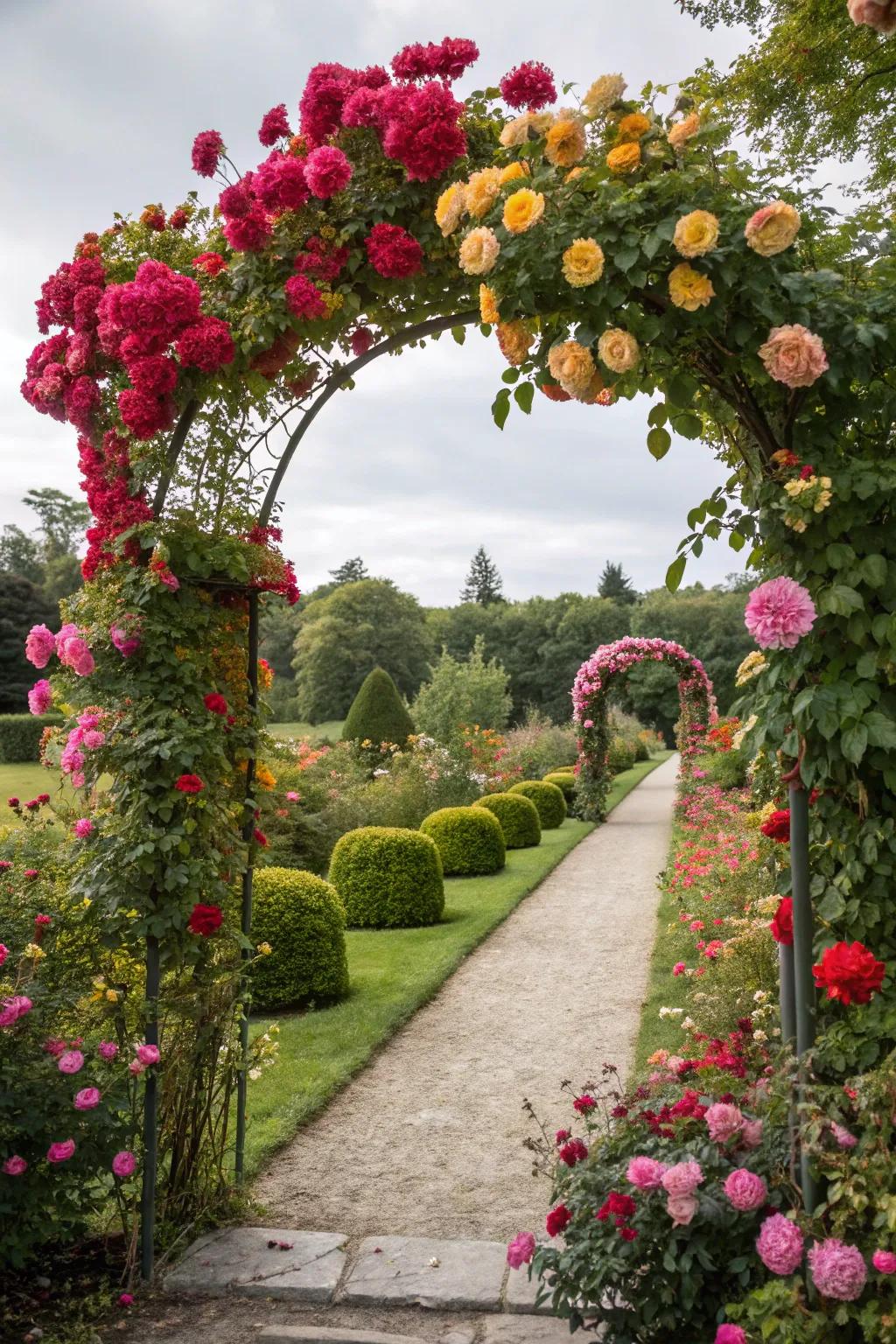 An appealing entry archway showcasing <strong>radiant star</strong> blooms.” loading=”lazy” class=”pimg”>
	</picture><figcaption>An appealing entry archway showcasing <strong>radiant star</strong> blooms.</figcaption></figure>
<p>Construct an entry arch made of <strong>radiant stars</strong> to greet visitors entering the garden with an eruption of color. One of the best projects and a true conversation starter during outdoor gatherings!</p>
<h3>These products might help:</h3>
<ul class=