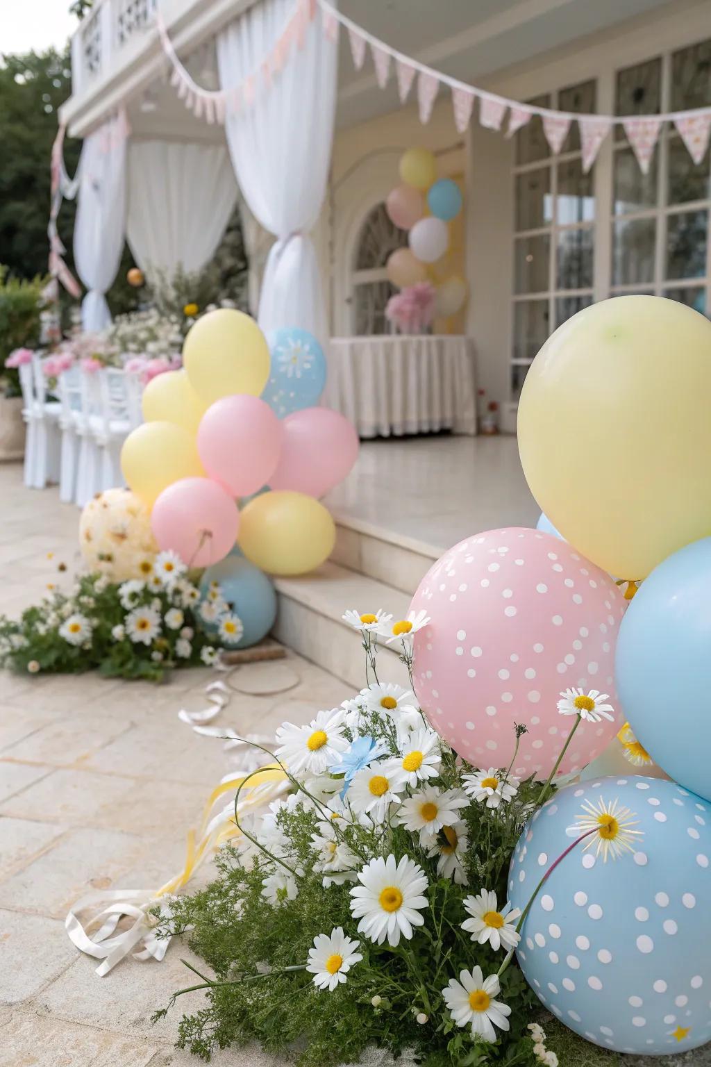Illuminate the venue with pastel balloon arrangements.
