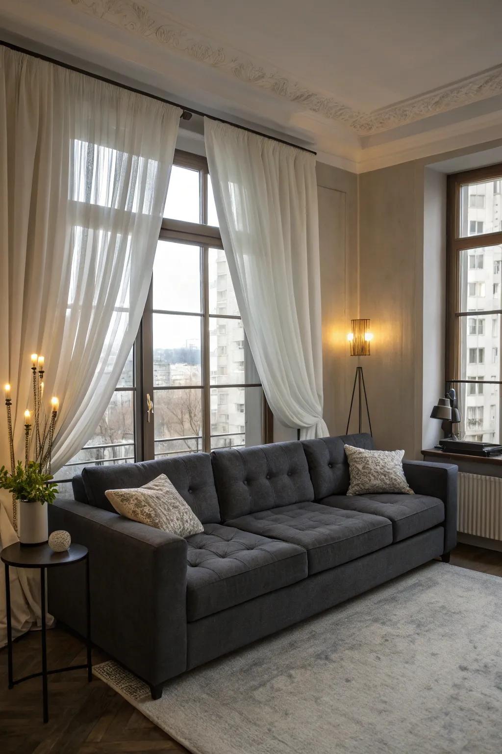 Drapes can beautifully complement your loveseat.