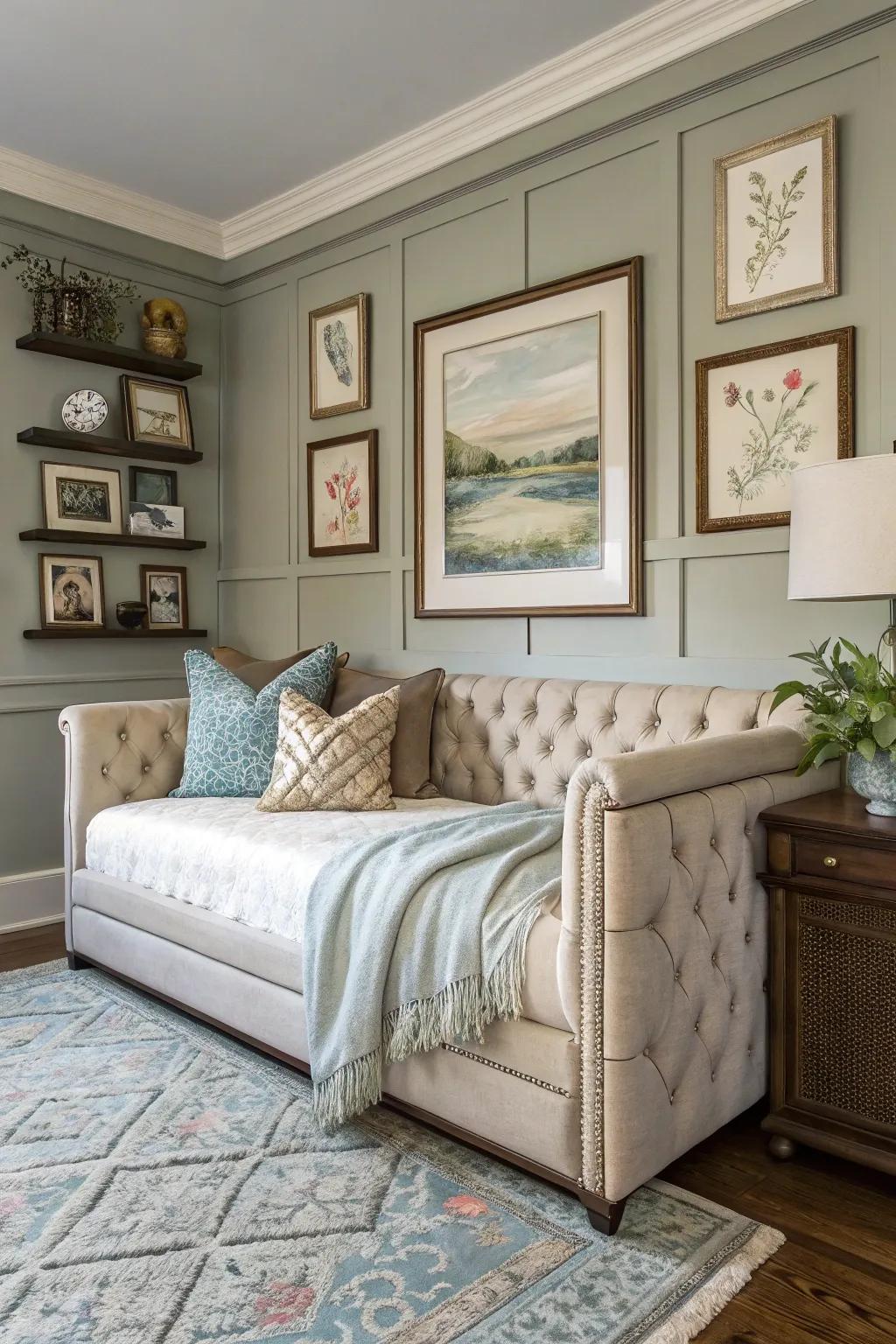 With a sophisticated upholstered daybed, you can achieve a timeless look.