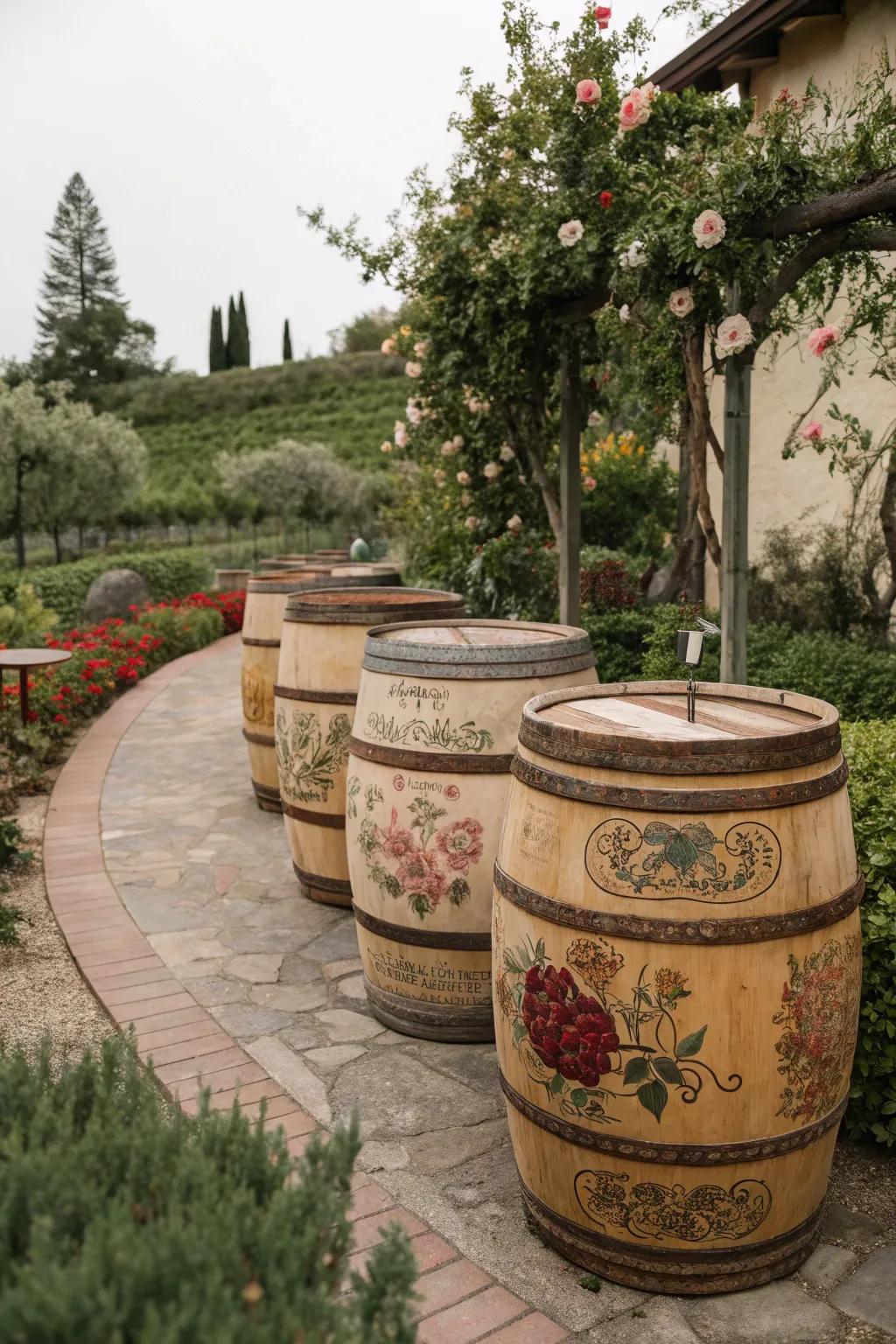 Country aesthetic painted barrels
