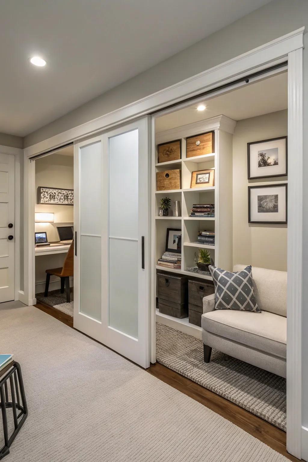 Recessed doors are suitable for optimizing space.