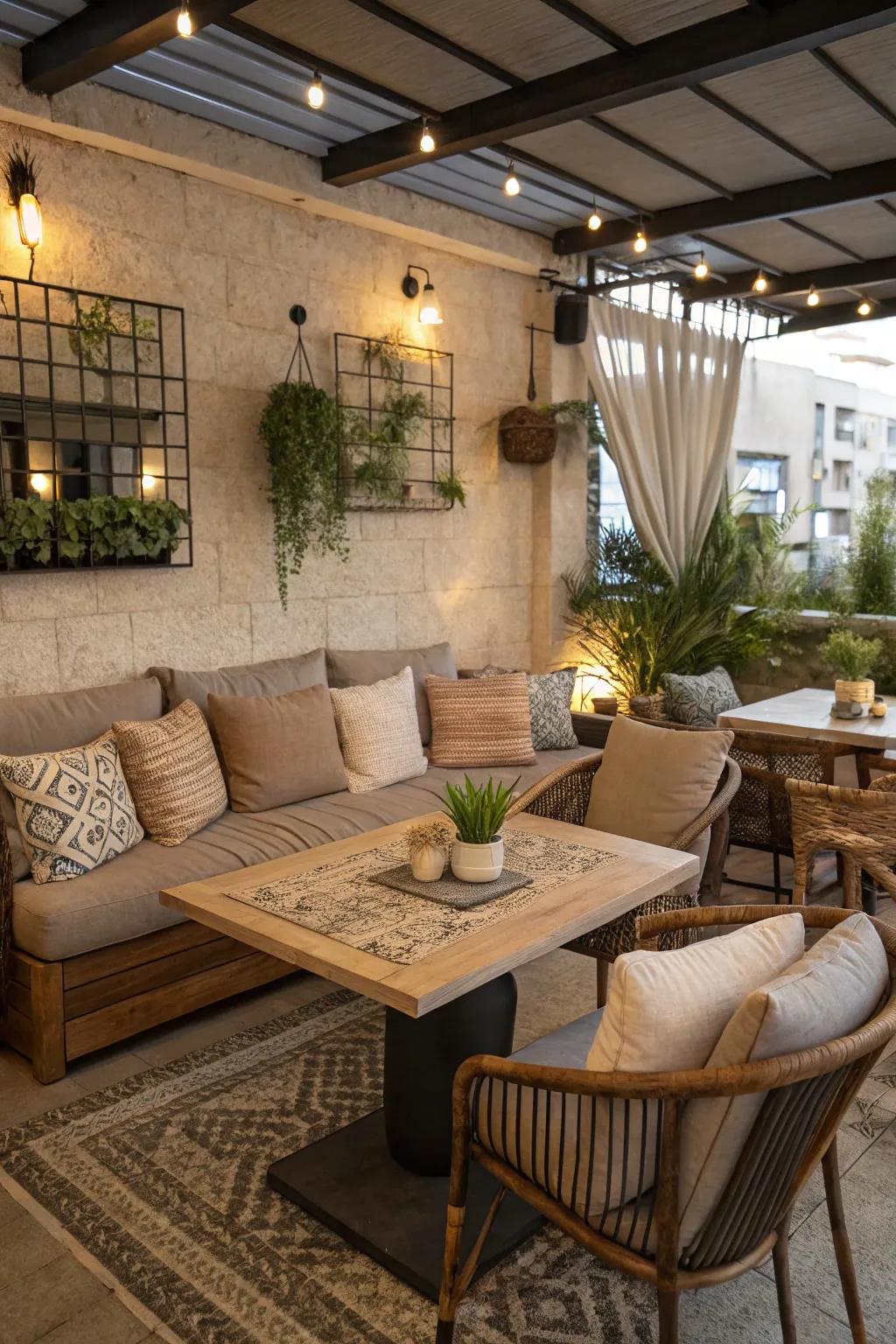 A casual lounge provides a relaxed dining setting.