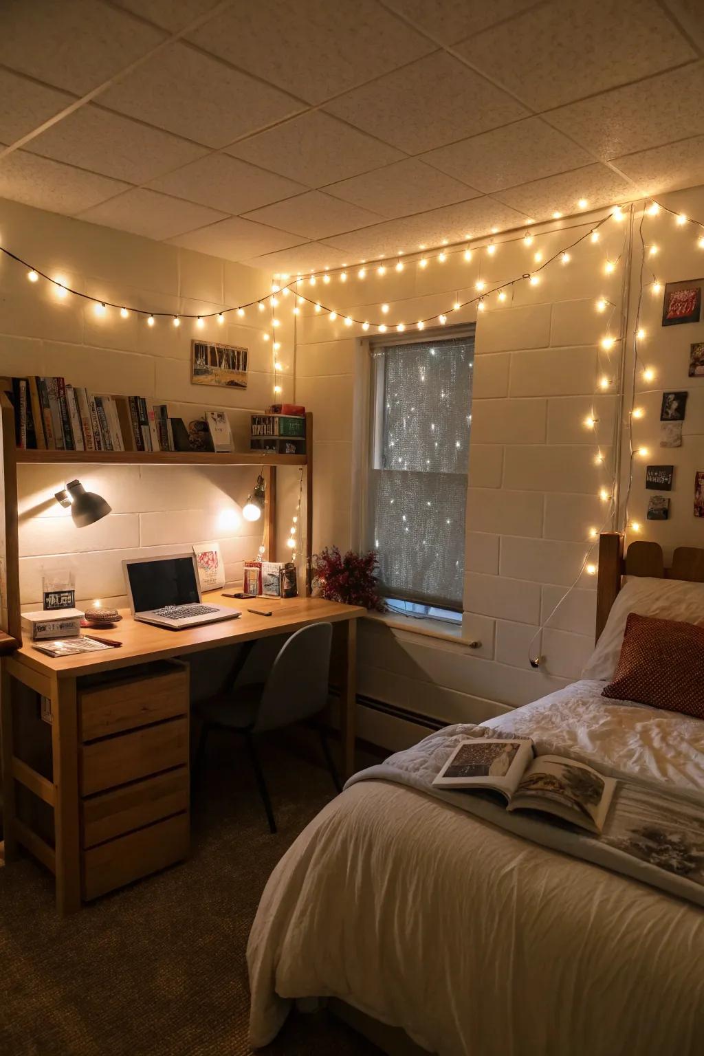 Mood lighting betters the atmosphere and comfort level of your dorm.