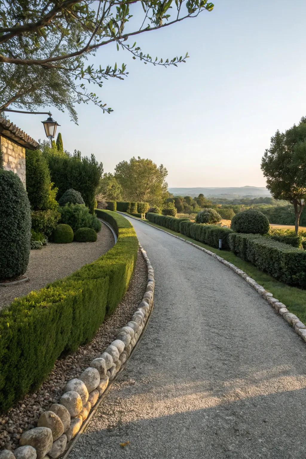 Driveway borders establish a refined and structured appearance.