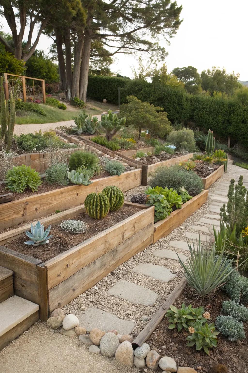 Elevated beds and terraces refine water regulation within your garden.