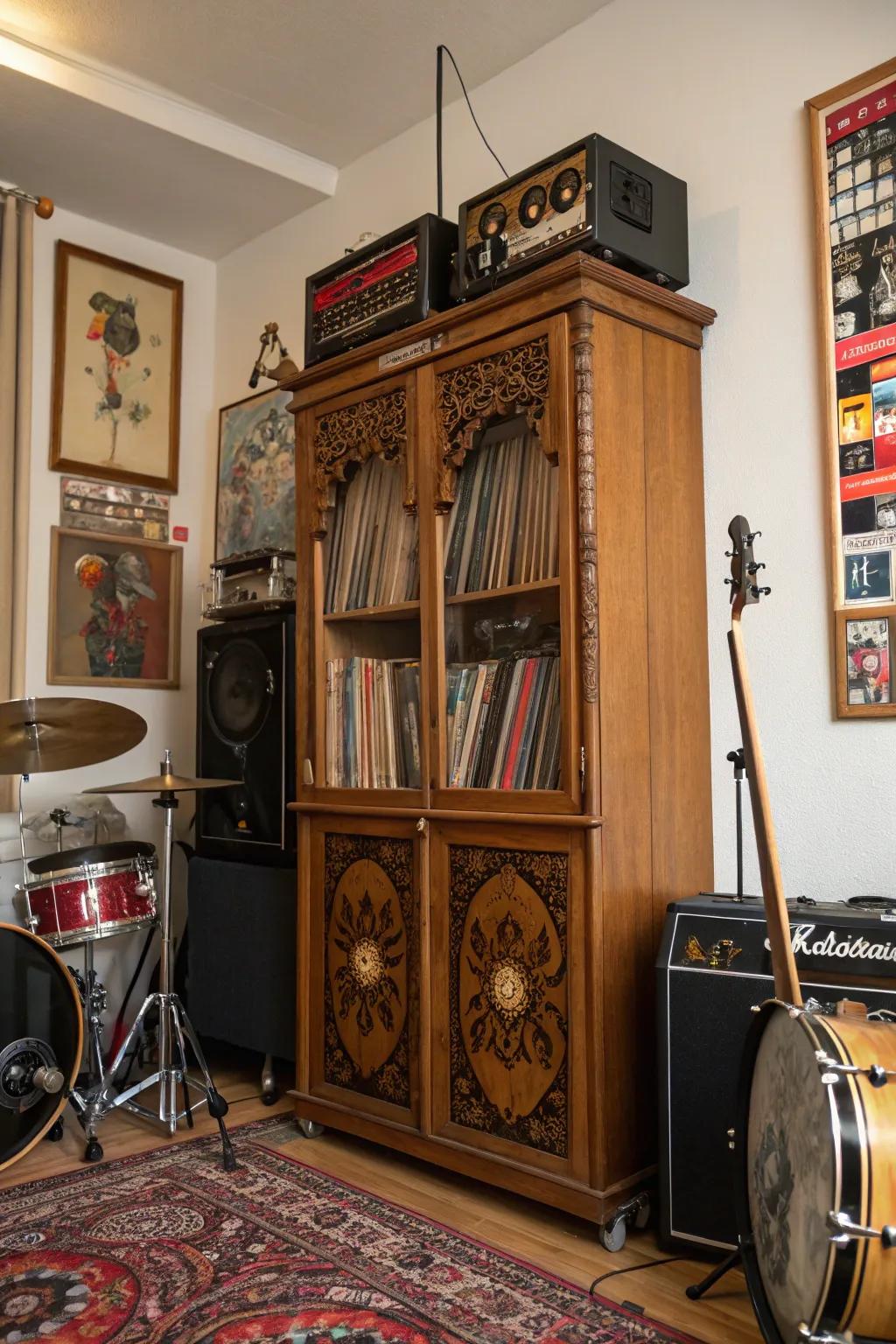 Standout furniture pieces can enhance the character of your drum room.