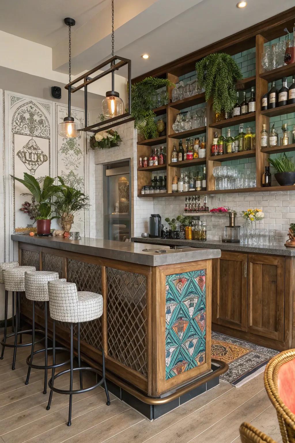 A diverse amalgamation for a singular and personalized bar space.