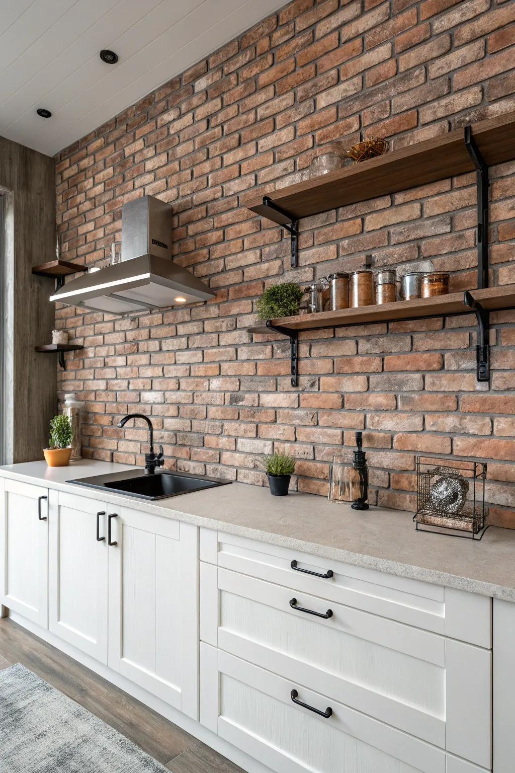 Simulated block texture exudes urban panache.