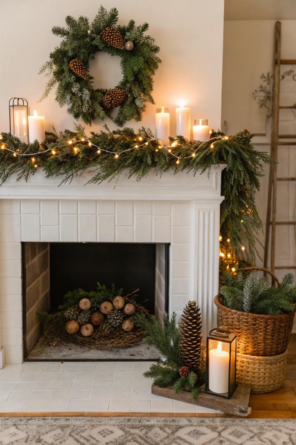 Celebrate each season with themed décor in your fireplace.