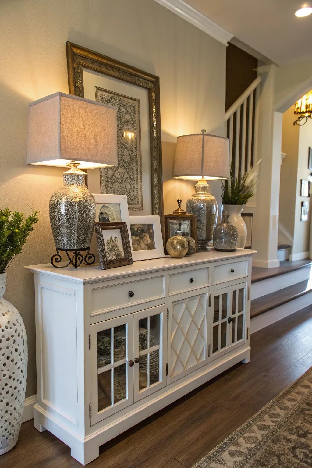 Cabinets offer storage and style together.
