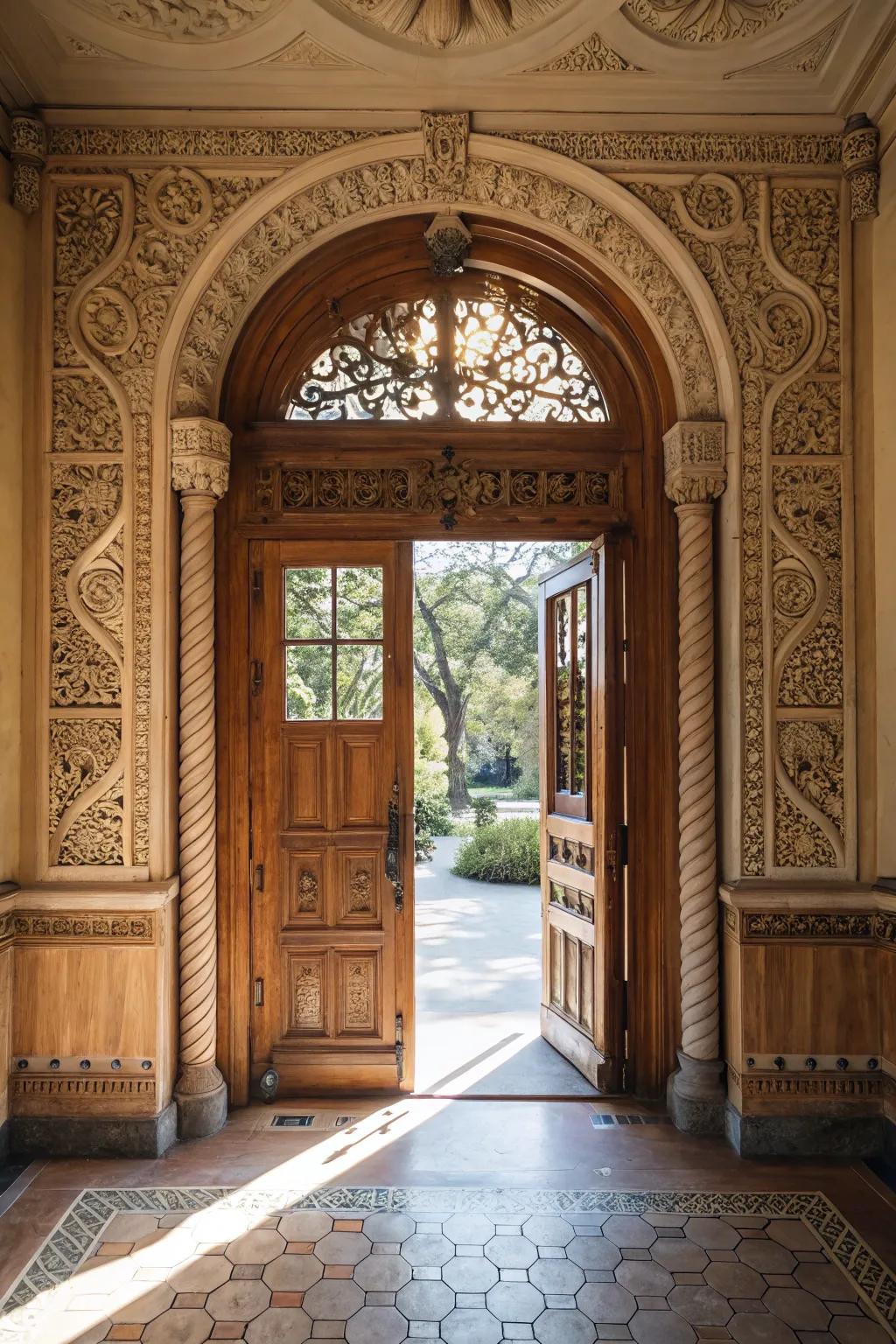 Decorative door casings frame your entryway beautifully.