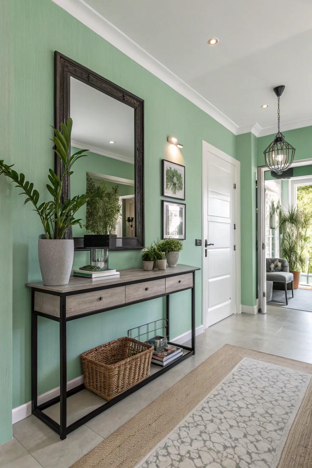 Refresh your entryway using mint green shades.