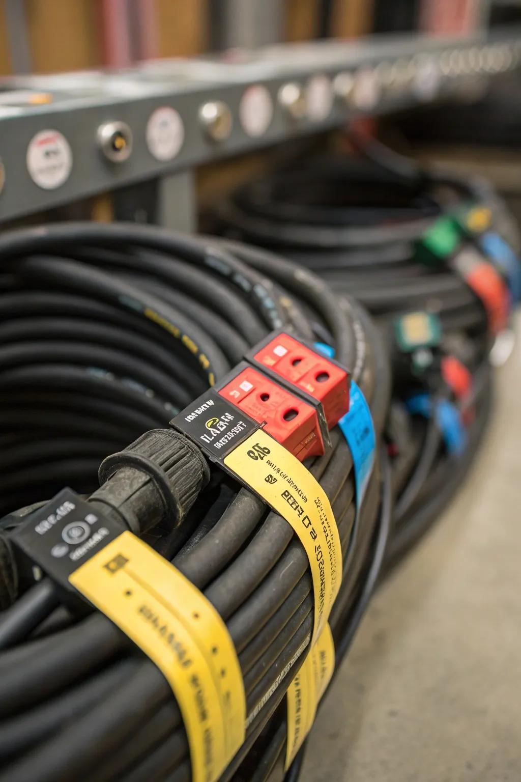 Color-coded labels simplify finding the right lead quickly.