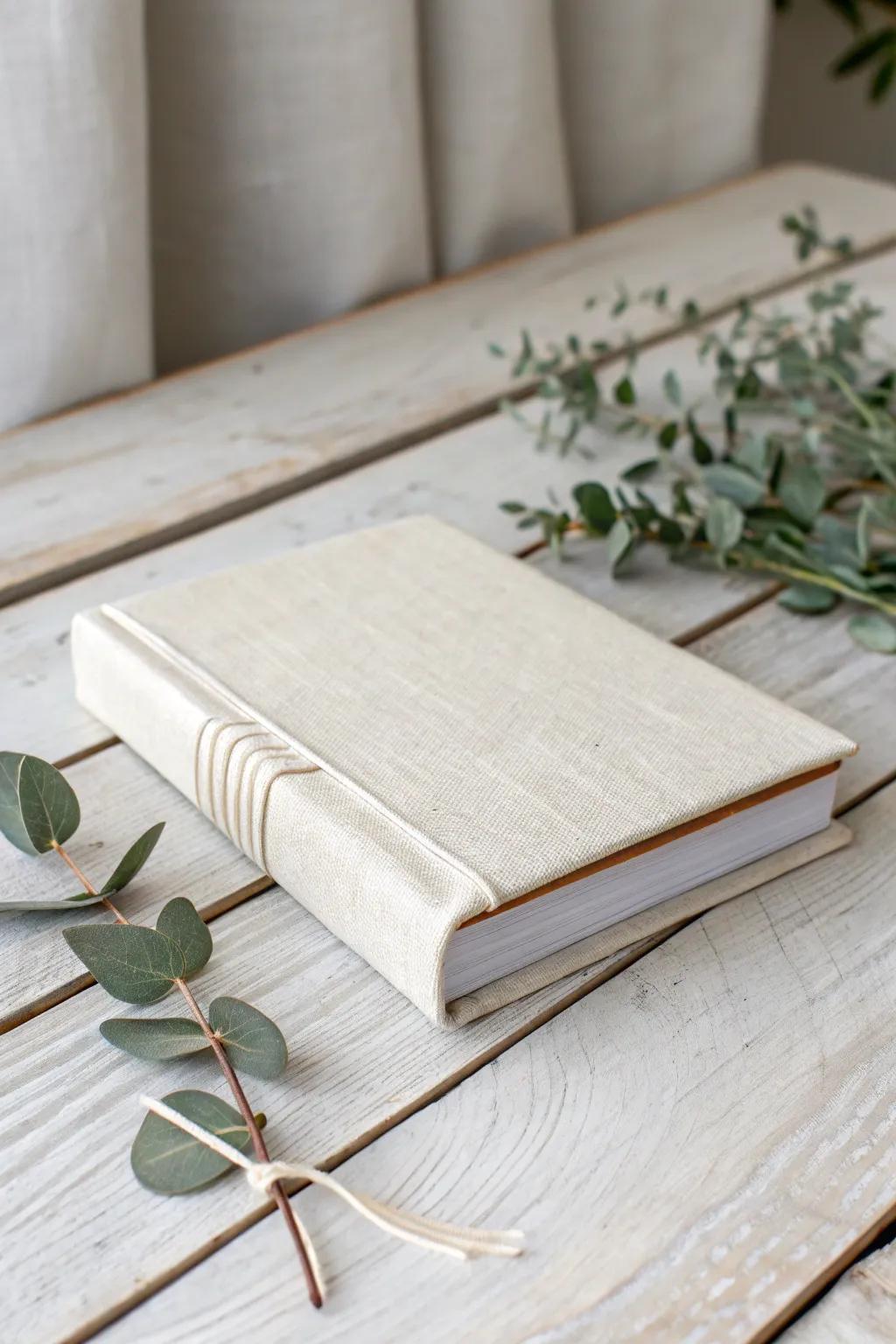 Embrace everlasting elegance with a minimalist linen book cover.