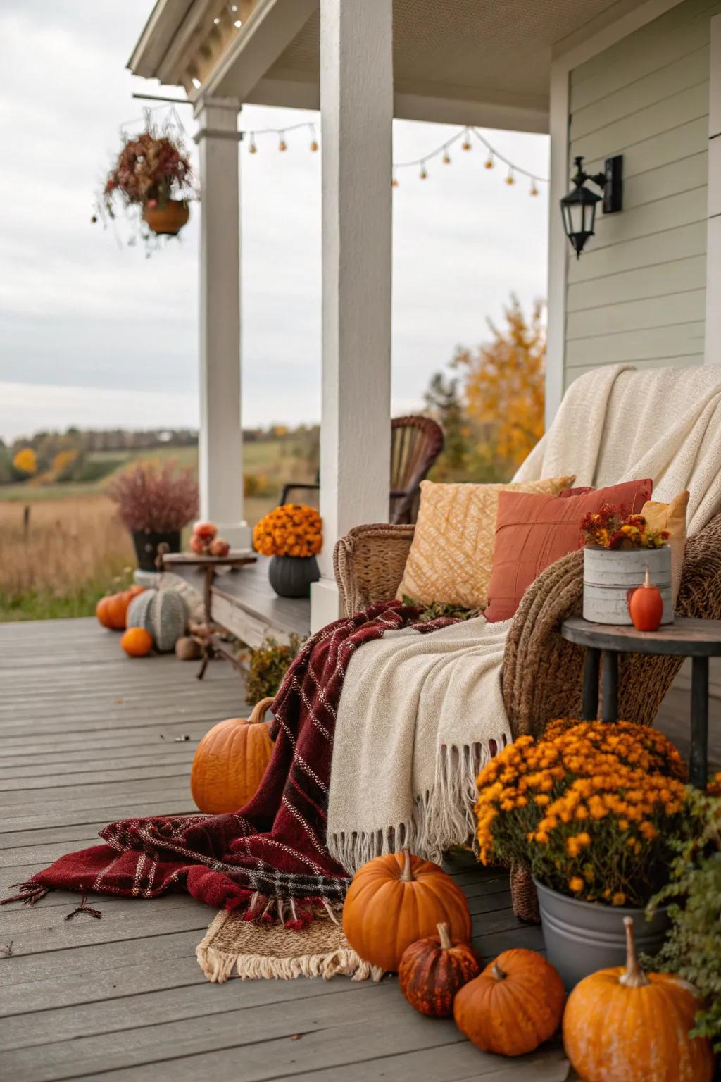 Comfortable fabrics contribute warmth and coziness to the entryway arrangement.