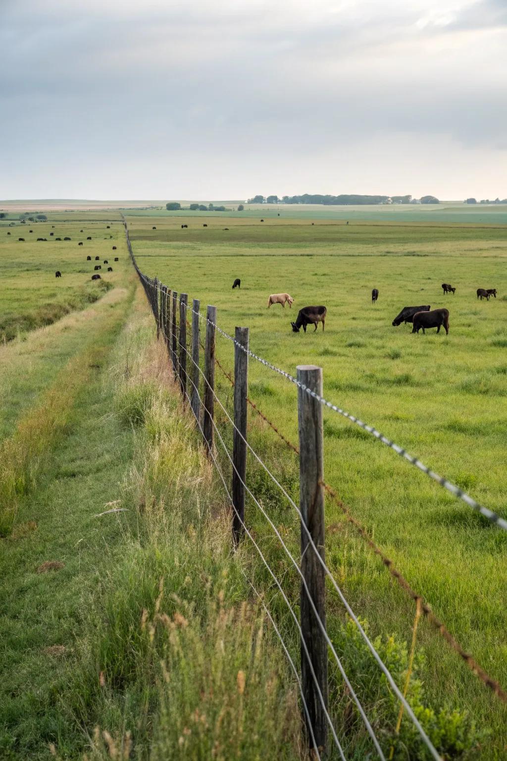 Electric wire fences are effective for livestock management.