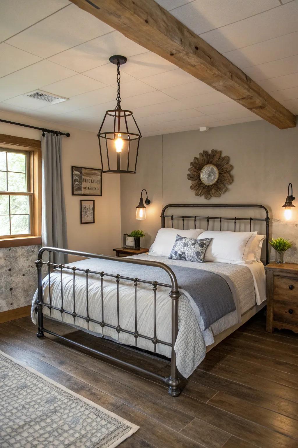 Metal details subtly introduce an industrial flair.