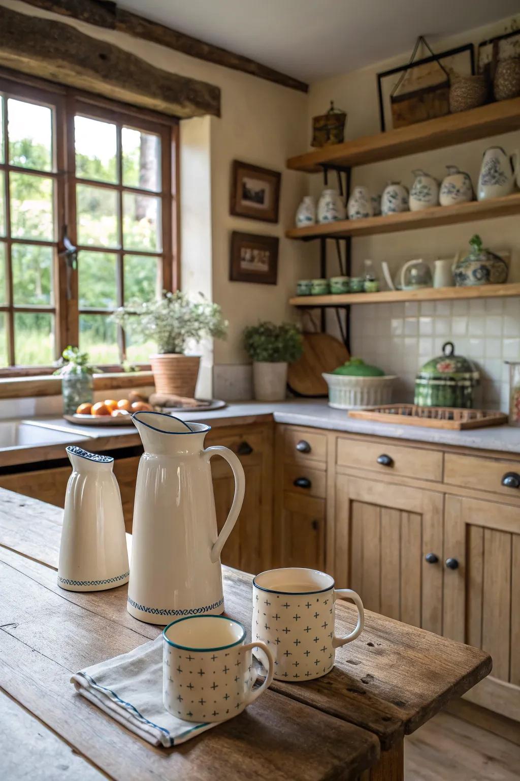 Practical design pieces adding charm and practicality to a farmhouse kitchen.