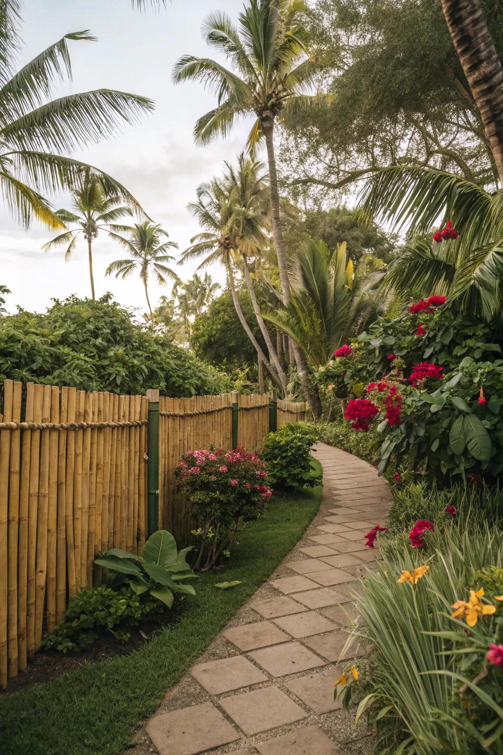 Bring a tropical vibe to your garden with bamboo fencing.