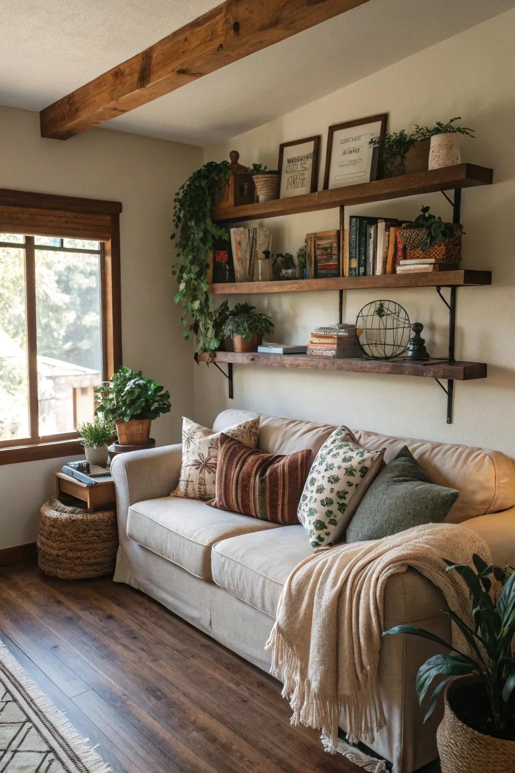 Rustic features infuse a touch of warmth and allure.