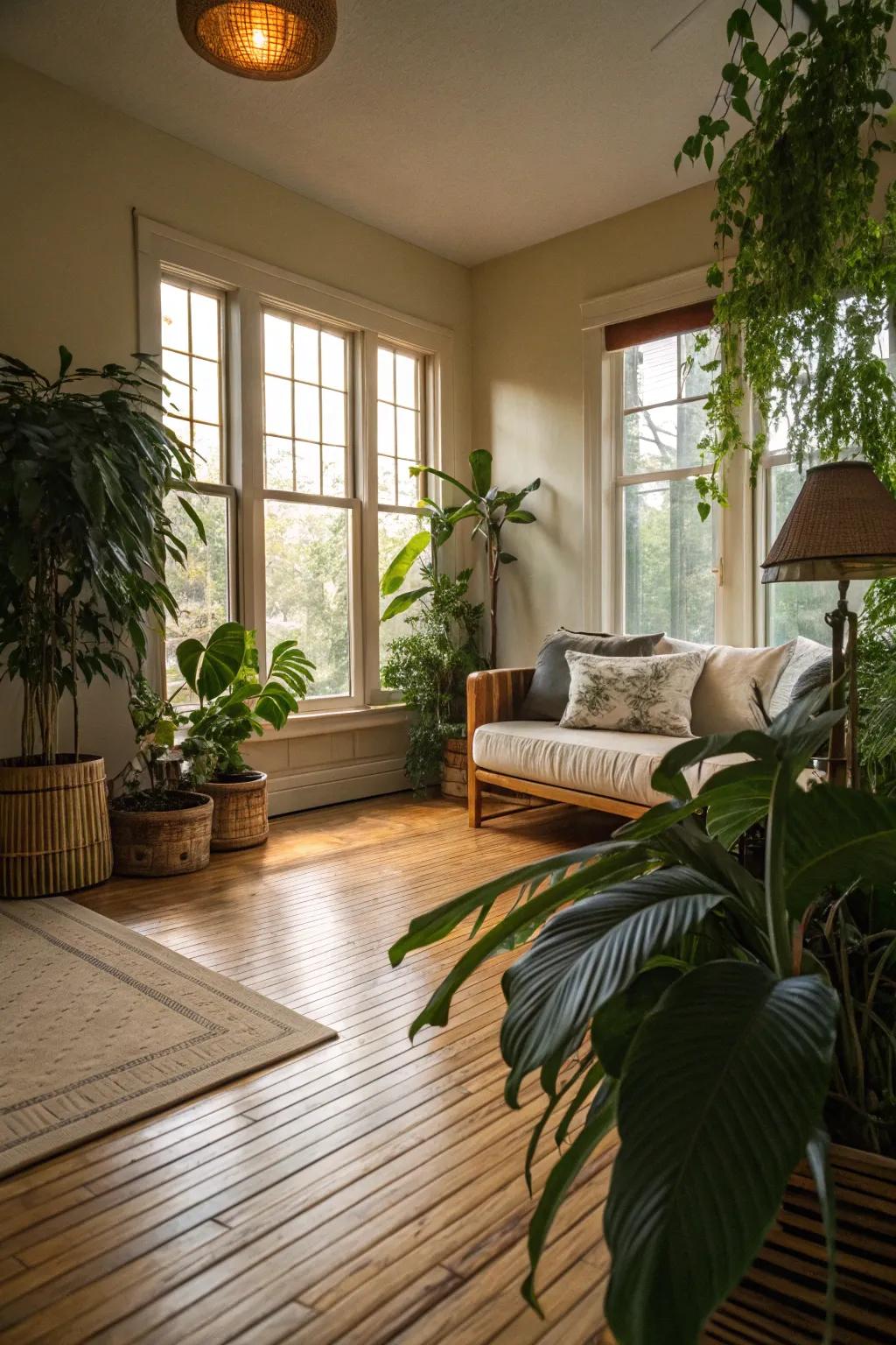 Sustainable warmth with cane floors.
