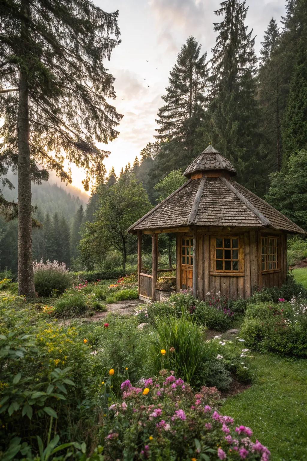 A country cabin sanctuary nestled in the heart of the garden.