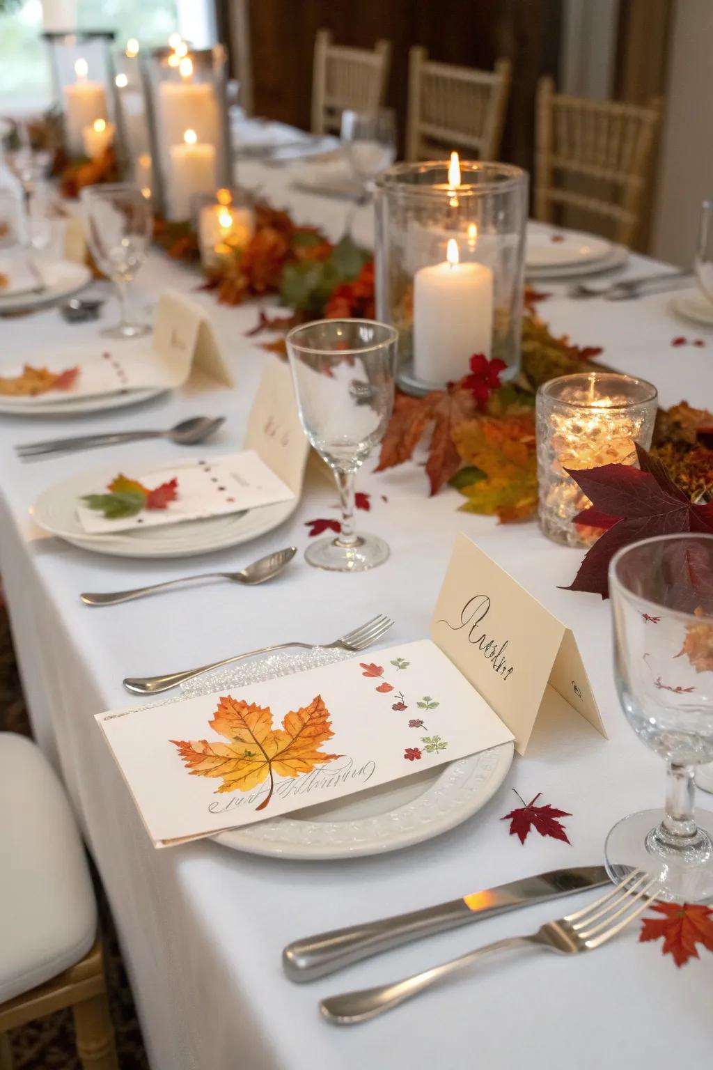 Personalized place cards adding a special touch to Friendsgiving.