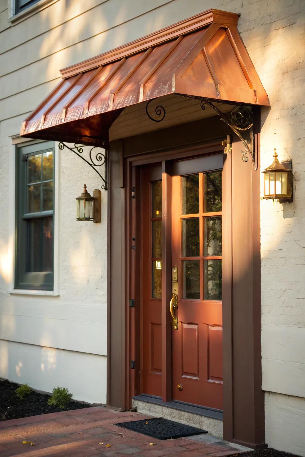 Copper awnings deliver ageless opulence.
