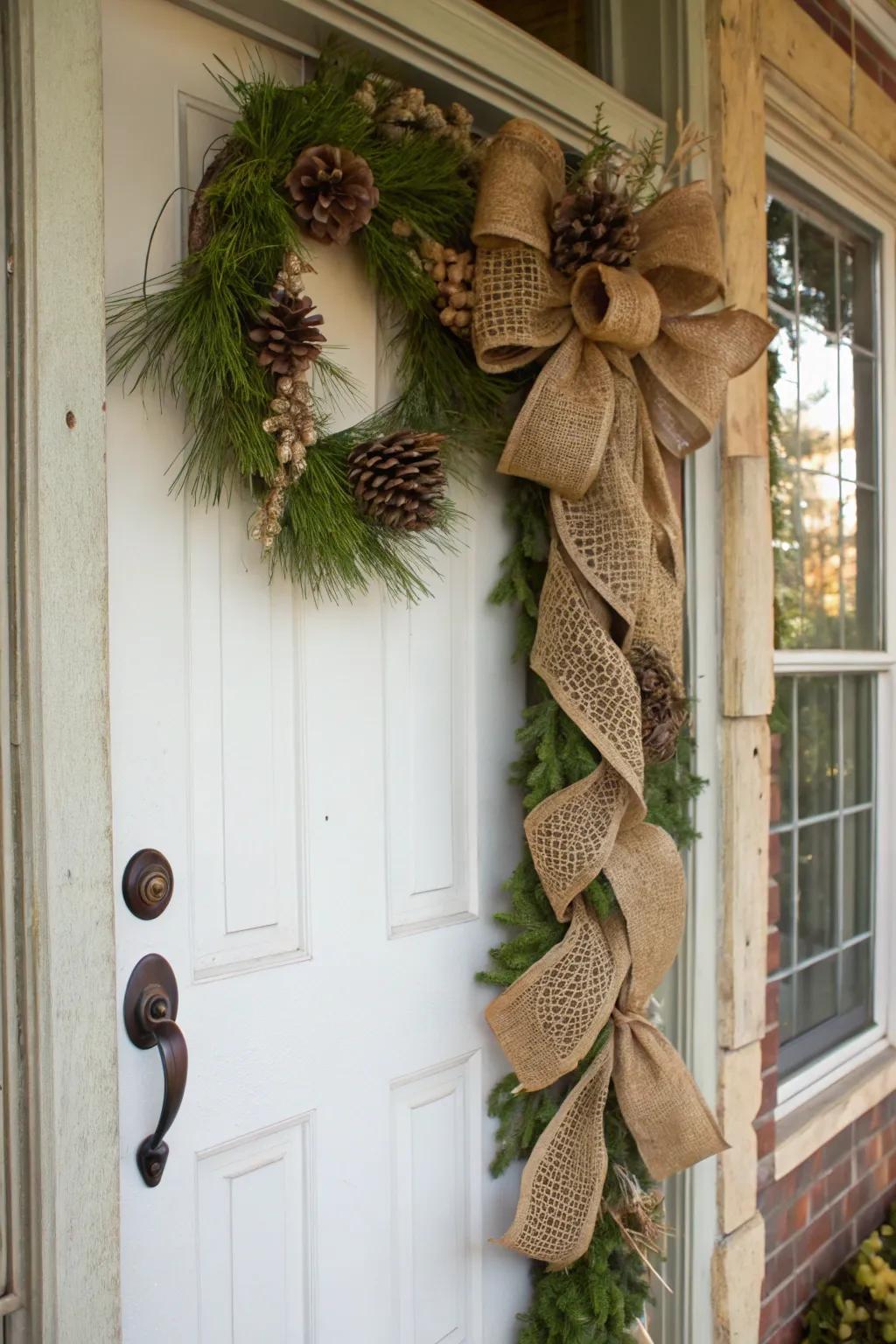 Canvas and bands give your garland display a countryside charm.