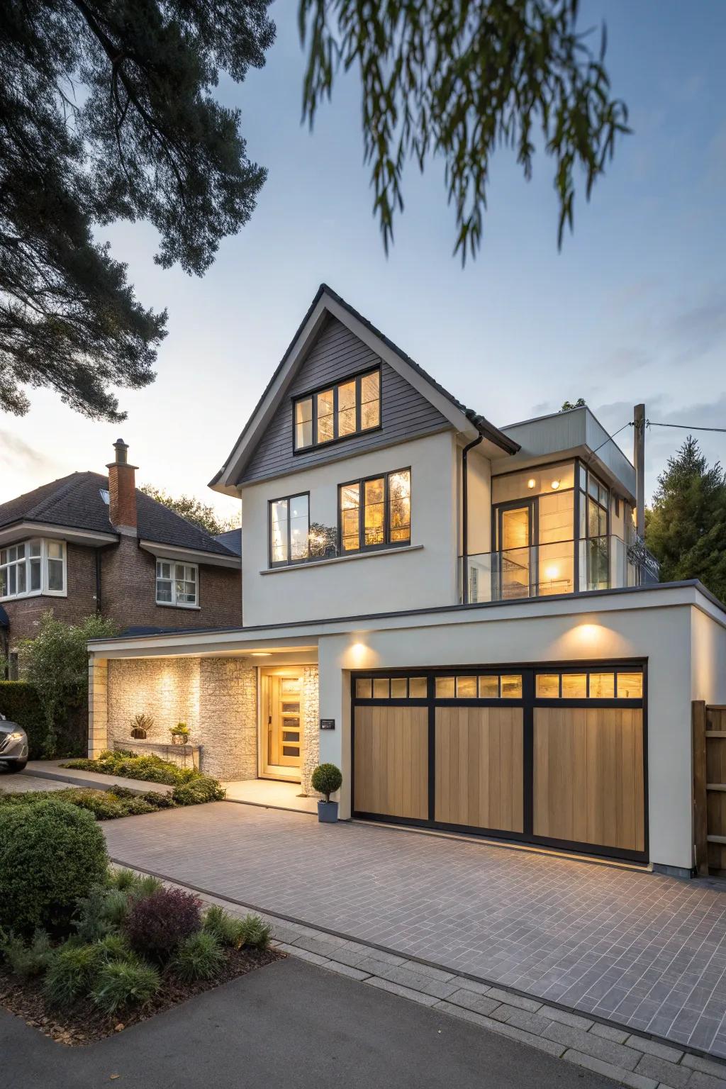Optimizing space with an extension beyond the carport.