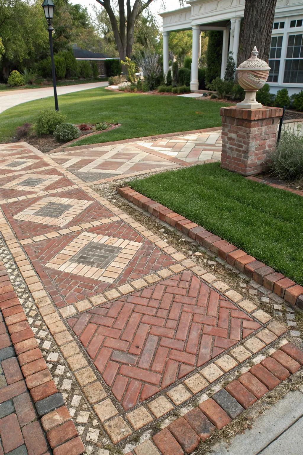 Diverse brick layouts infuse creativity into the landscape.