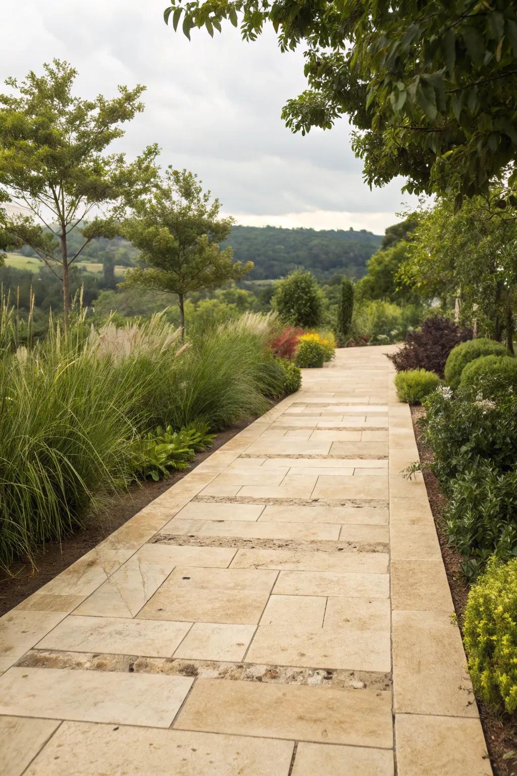 Sandstone blocks offer warmth and luxury to your entrance.
