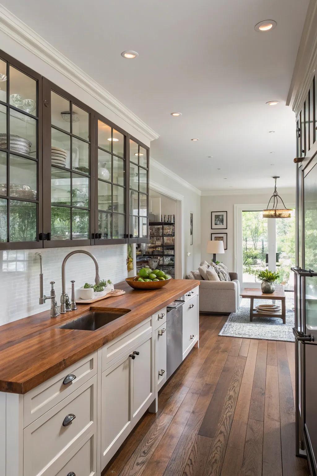 A variety of textures adds depth and character to interconnected spaces.