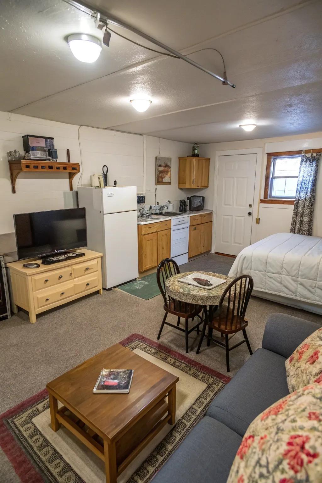 A cozy and practical garage apartment.