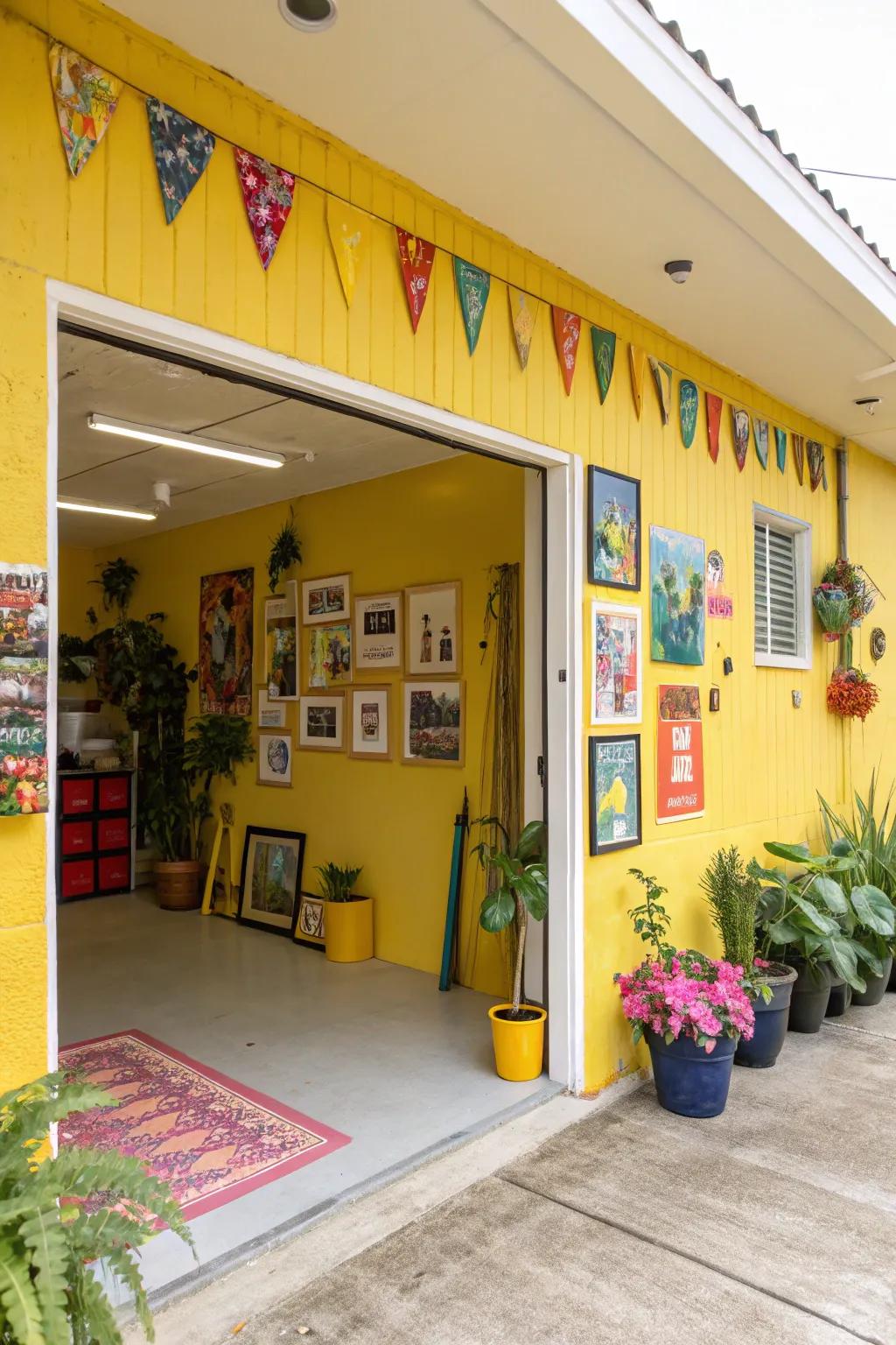 Sunny yellow tones energize your garage.