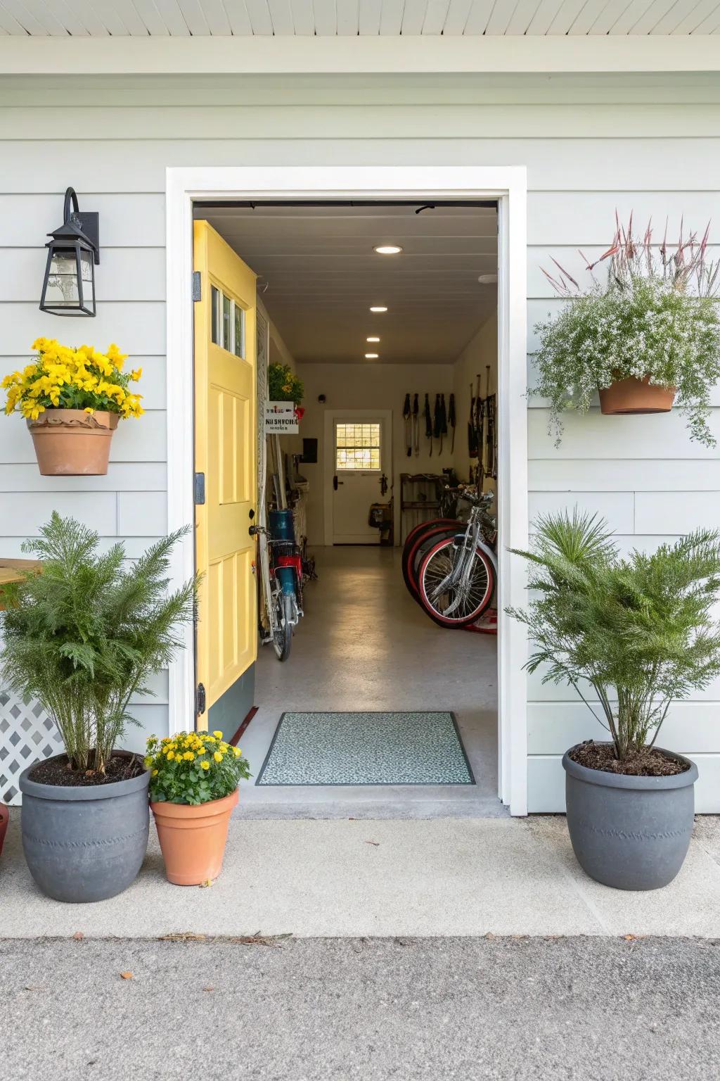 Create a welcoming garage entrance that says 'Welcome Home!'
