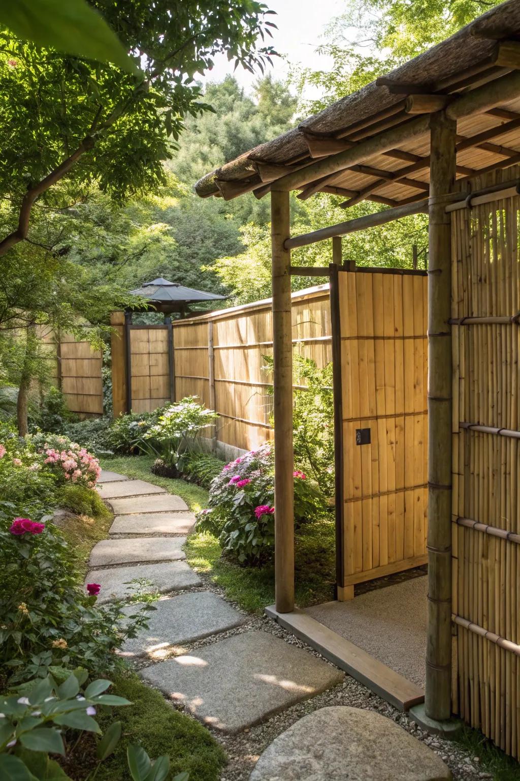 Sustainably sourced materials such as bamboo provide an organic screening solution.