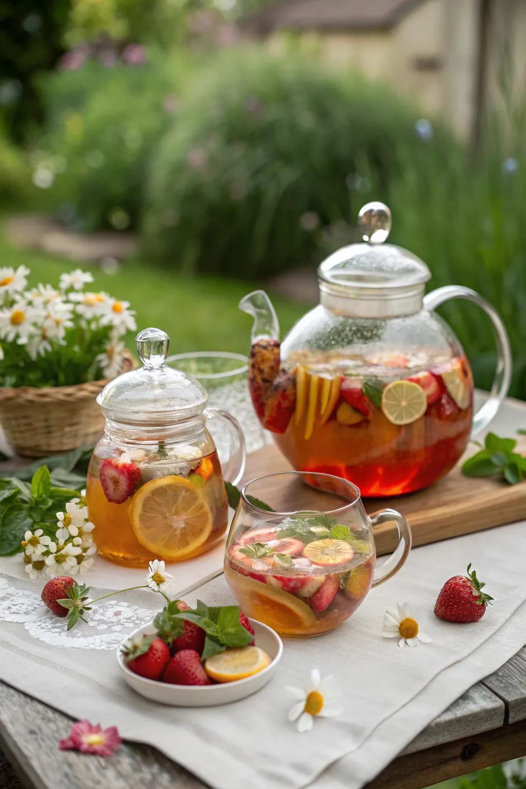 Imaginative beverage display ensures the drink station remains visually striking.
