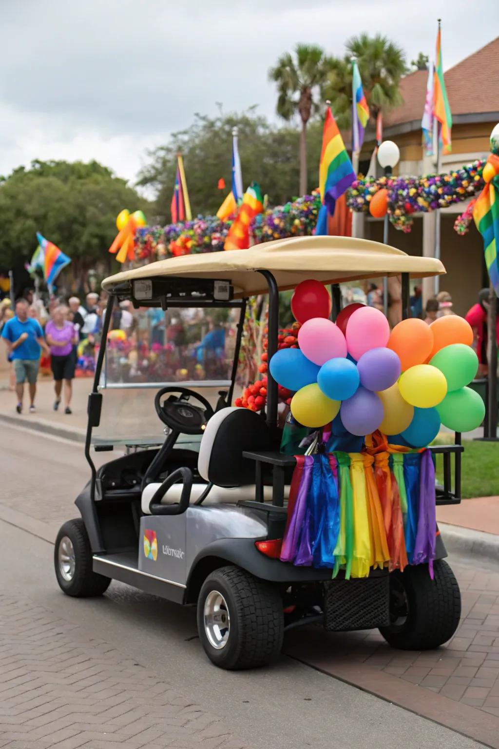 Get procession-equipped with a lavishly adorned golf cart.
