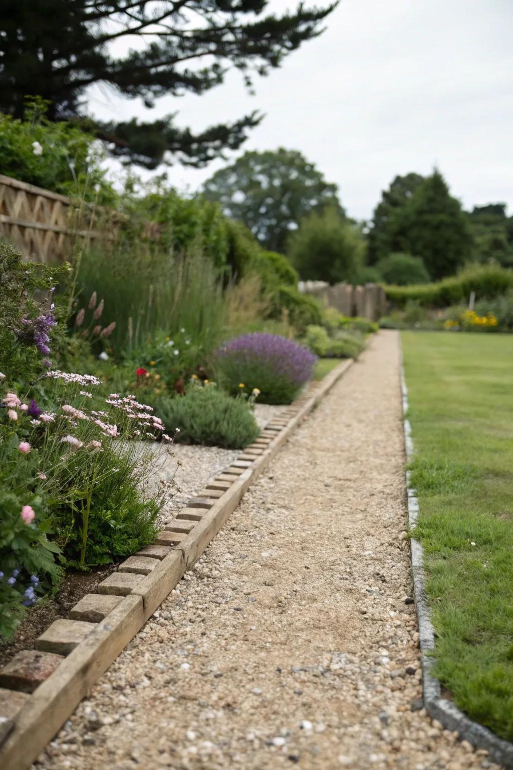 An economical gravel path uses local materials.