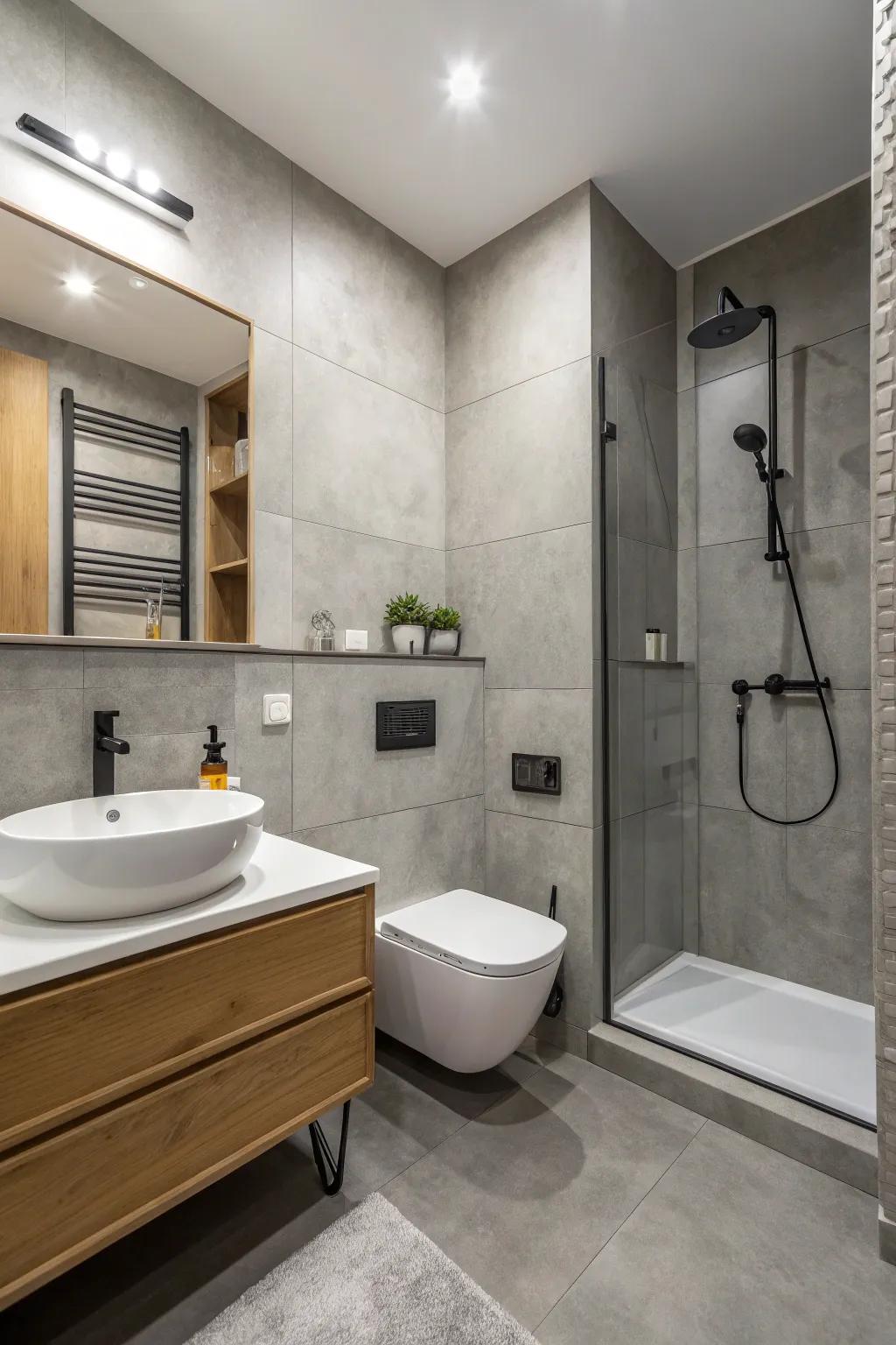 Understated decor highlights the elegance of grey tones.