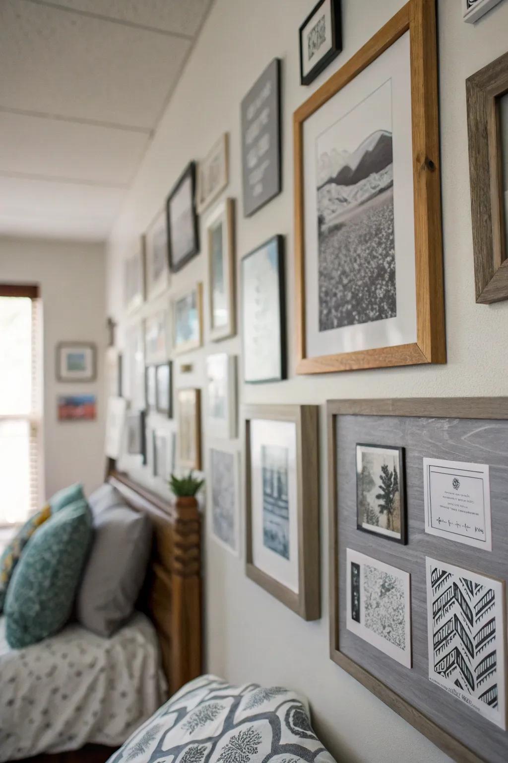 Establish a personalized gallery in shades of grey.