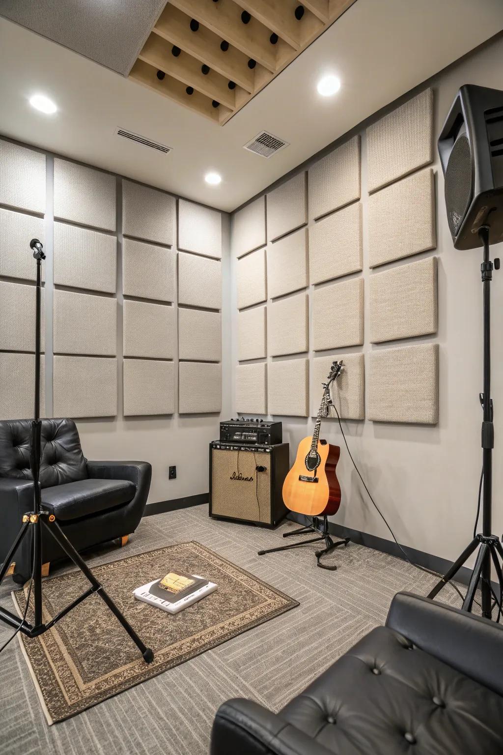 Acoustic treatments combine practicality and style.