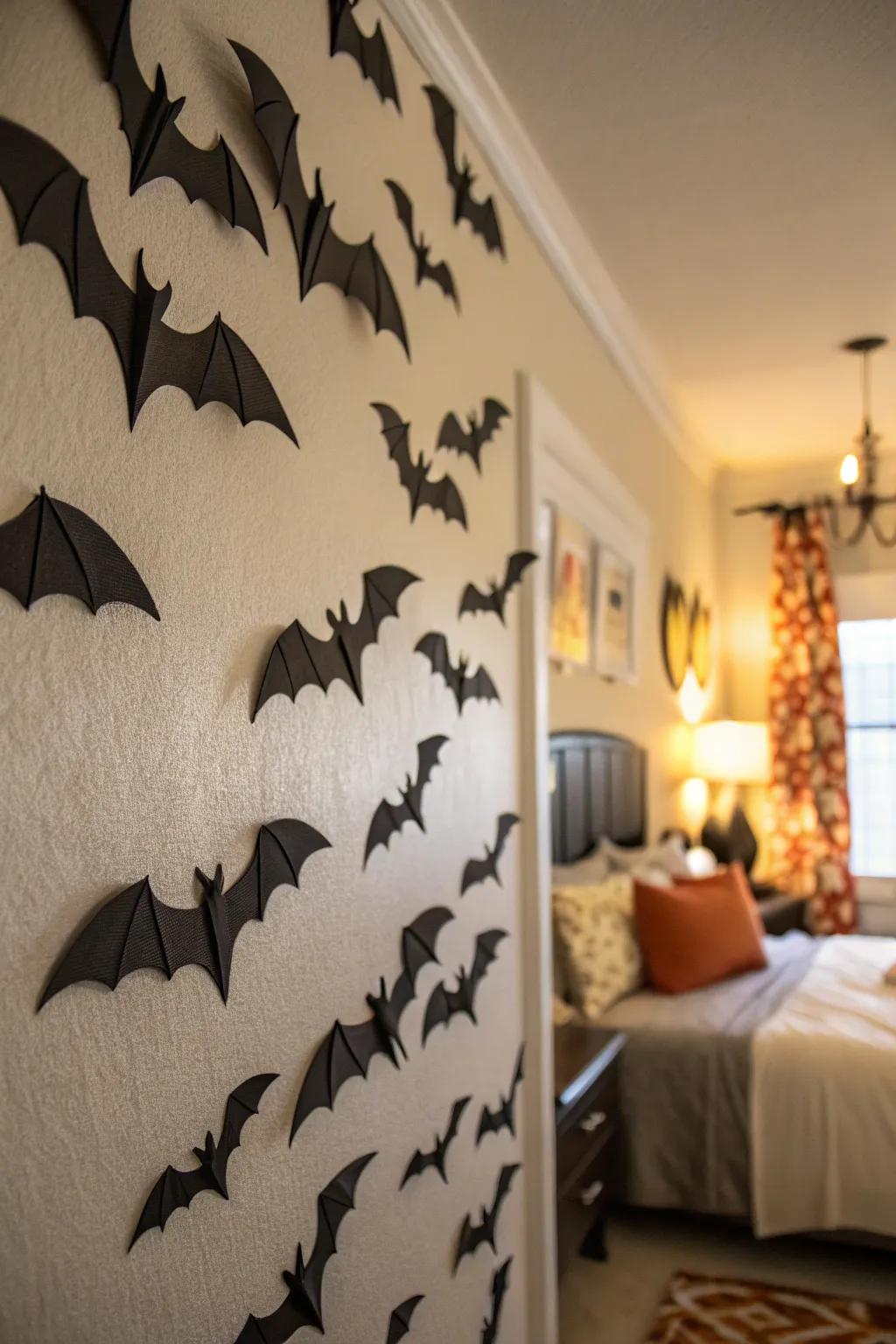 Paper bats can bring an element of surprise to your bedroom décor.