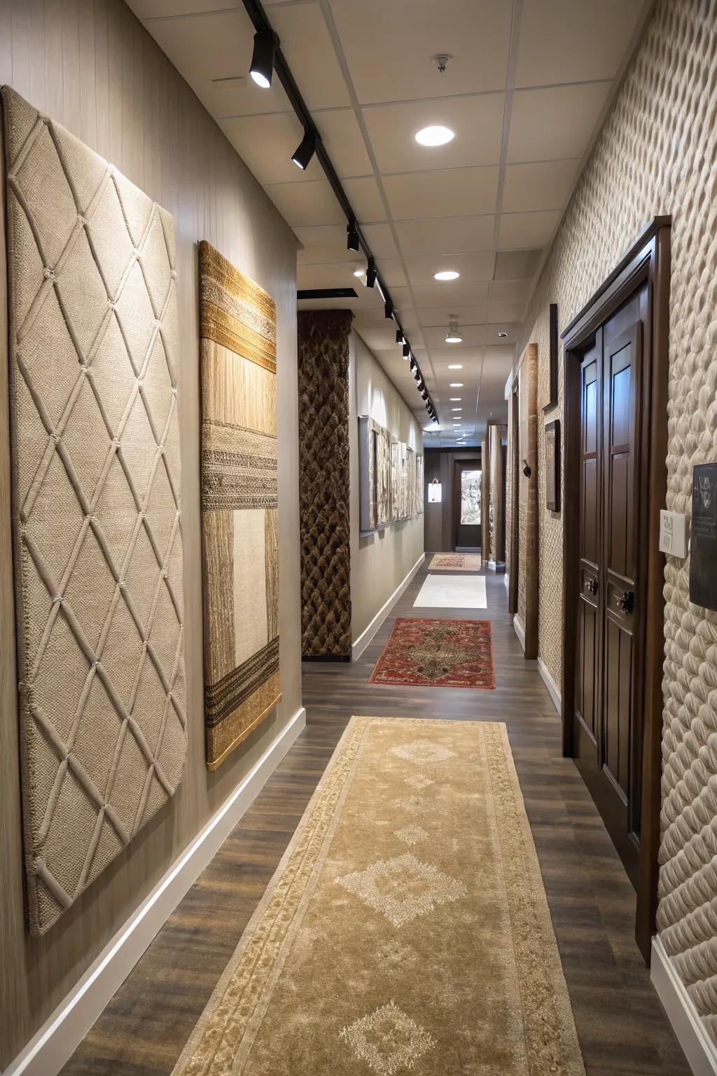 Mixing textures adds depth and visual interest to your hallway.