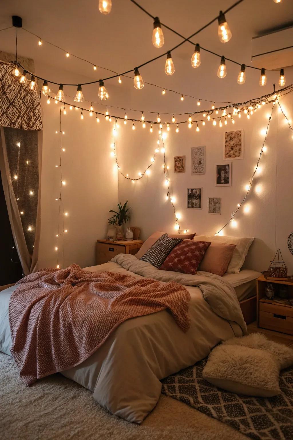 Delicate lights add a magical and comfortable feel to any space.