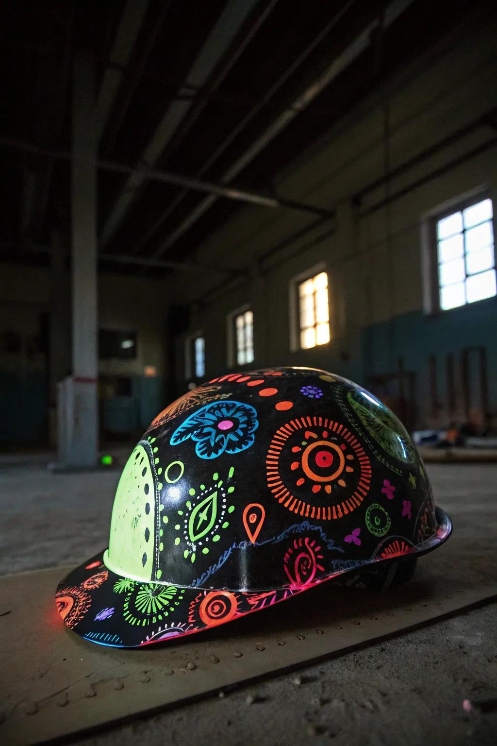 A safety helmet that shines brightly with radiant creativity.